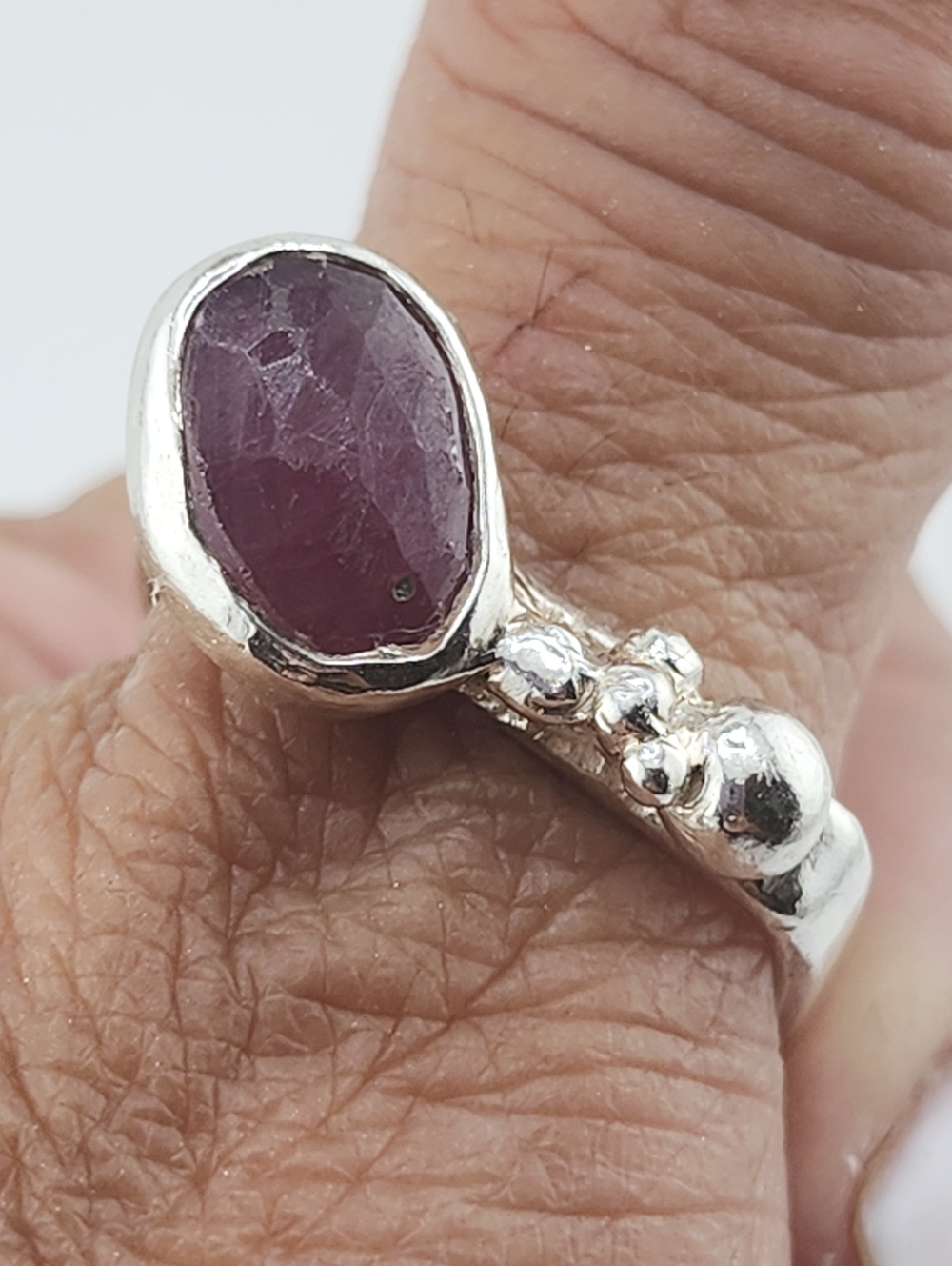 PINK SAPPHIRE BRUTALIST DESING HANDMADE SIZE 8 - Picture 7 of 14